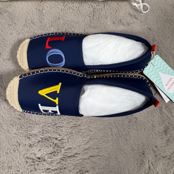 NWT Seastar Beachwear 'Love' Beachcomber embroidered Espadrilles Shoes  W11 Navy - Picture 4 of 8
